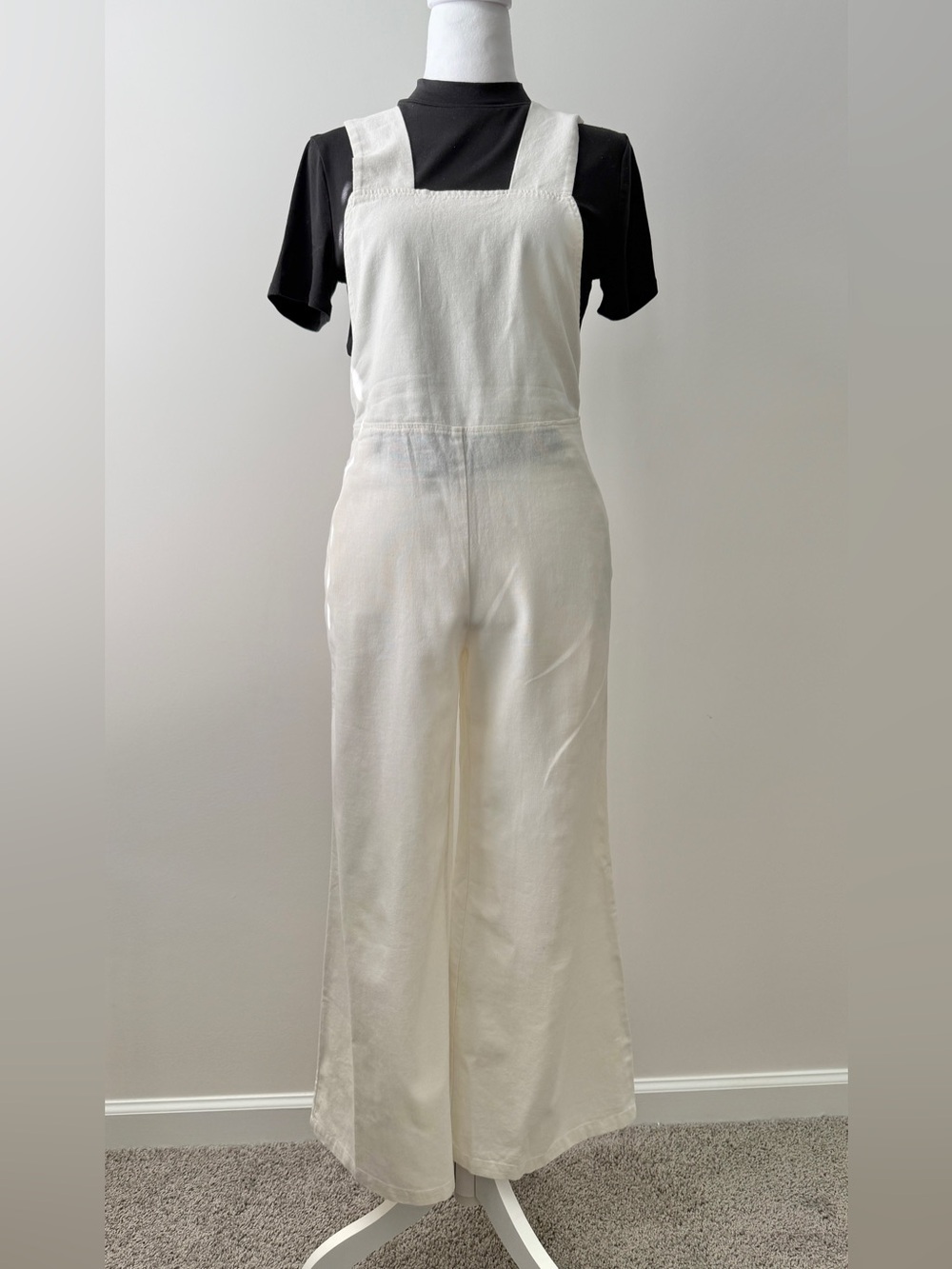 Preloved Cream Wide-Leg Overalls Jumpsuit - Picture 2 of 16